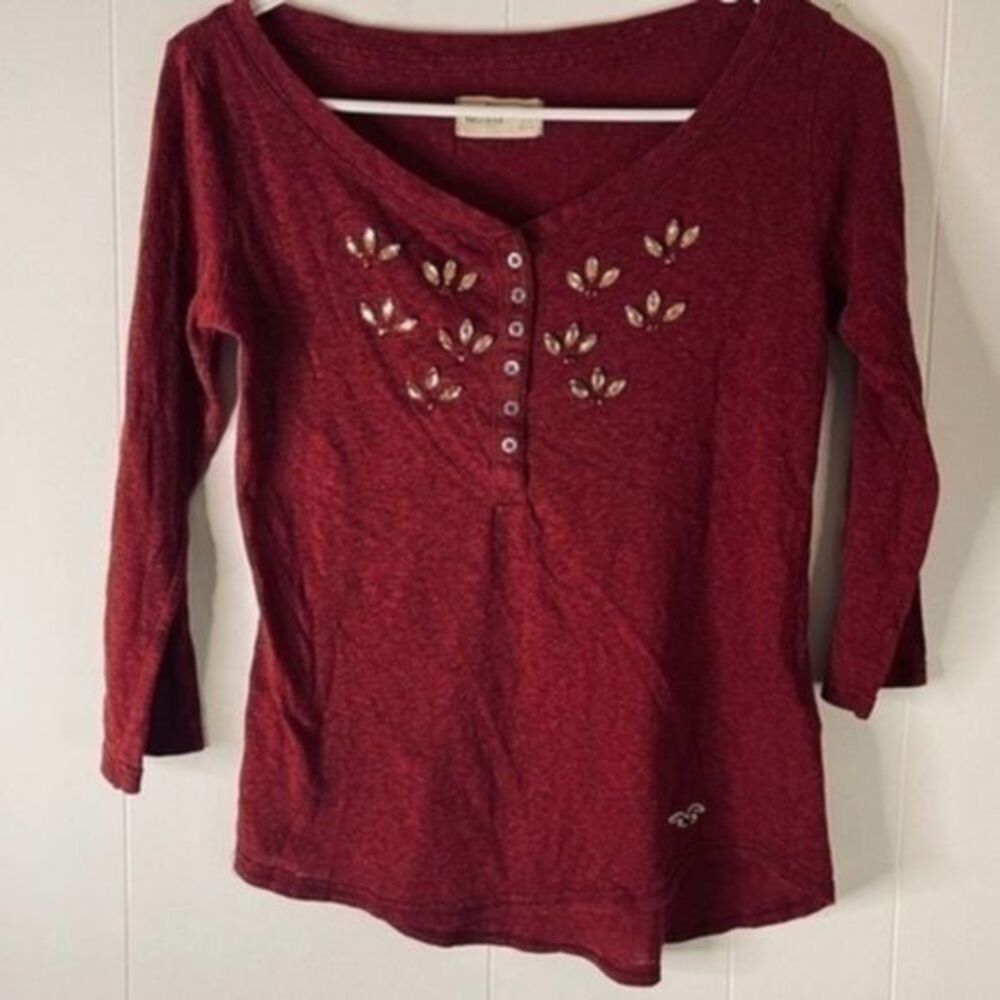 Hollister Burgundy Mid Long Sleeve Top